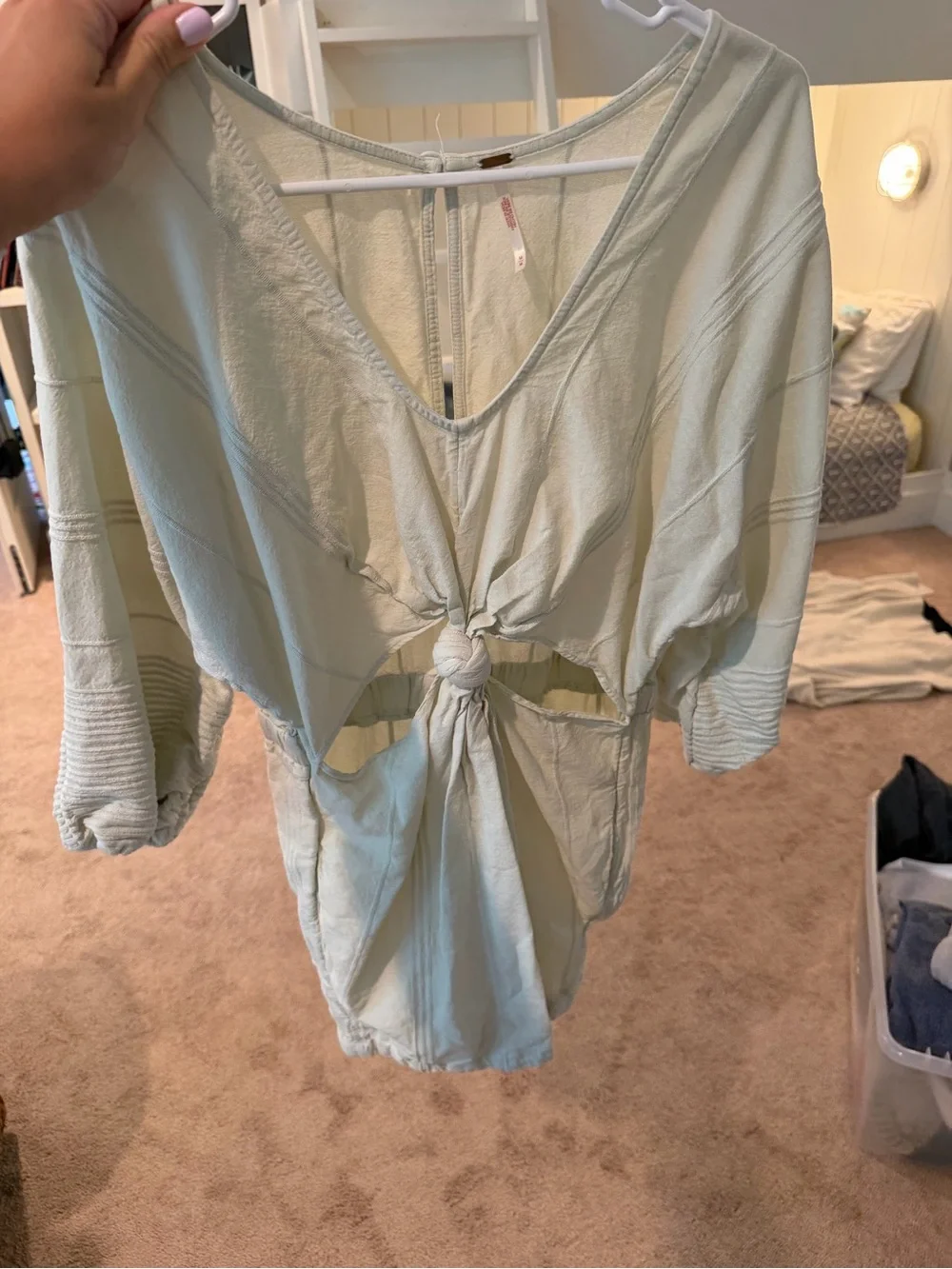 Free people Light Sage Tie-Front Women's romper